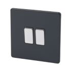 Varilight  10AX 2-Gang 2-Way Light Switch  Jet Black