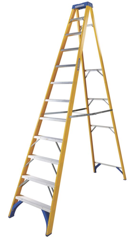 Werner Fibreglass 3.34m 12 Step Swingback A Frame Step Ladder