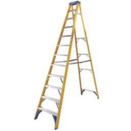 Werner Fibreglass 3.34m 12 Step Swingback A Frame Step Ladder