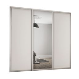 Spacepro Shaker 3-Door Sliding Wardrobe Door Kit Cashmere Frame Cashmere / Mirror Panel 1680mm x 2260mm