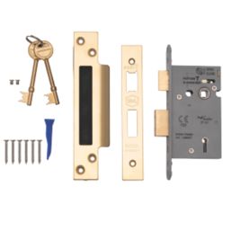 Smith & Locke Fire Rated  5 Lever Polished Brass Architectural Sash Lock 65mm Case - 44mm Backset