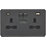Knightsbridge  13A 2-Gang SP Switched Socket + 4.0A 20W 2-Outlet Type A & C USB Charger Anthracite with Black Inserts