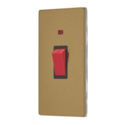 Contactum Lyric 45A 1-Gang DP Control Switch Brushed Brass with Neon with Black Inserts