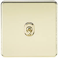 Knightsbridge SF12TOGPB 10AX 1-Gang Intermediate Switch Polished Brass with Colour-Matched Inserts