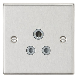 Knightsbridge  5A 1-Gang Unswitched Socket Brushed Chrome with Colour-Matched Inserts