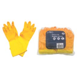 L-PRO Extra Life  Rubber Gloves Yellow Large 5 Pairs