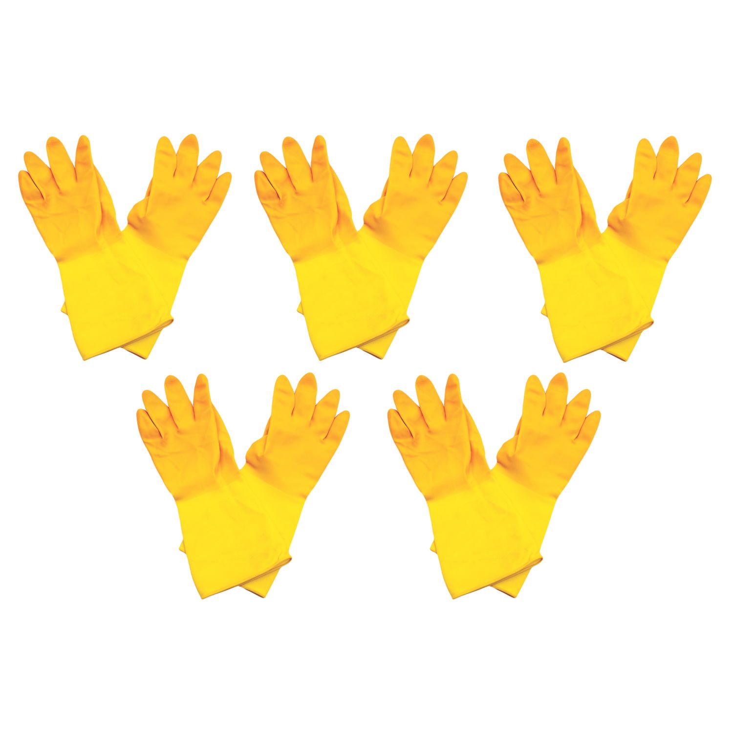 L-PRO Extra Life Rubber Gloves Yellow Large 5 Pairs (887AW)