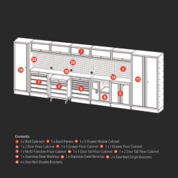 Bunker  Black 25 Piece Modular Storage Set with Steel Worktop