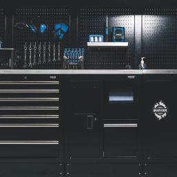 Bunker  Black 25 Piece Modular Storage Set with Steel Worktop