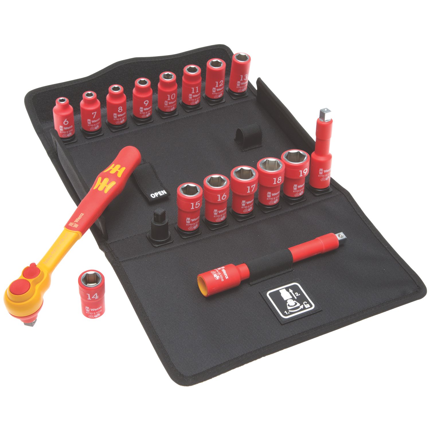 Wera Zyklop 3/8" Drive VDE Insulated Socket Set 17 Pieces (887HF)
