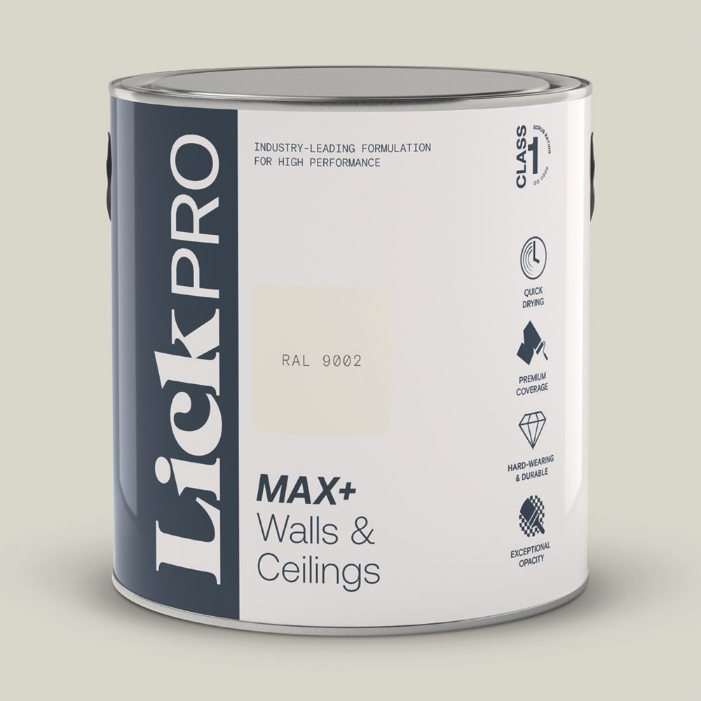 LickPro Max+ 2.5Ltr Grey RAL 9002 Eggshell Emulsion Paint Screwfix