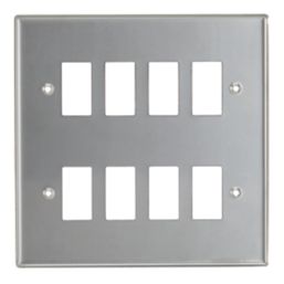 Contactum iConic 8-Module Grid Faceplate Brushed Steel