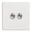 Varilight  10A 2-Gang 2-Way Light Switch  Ice White with Colour-Matched Inserts