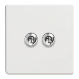 Varilight  10A 2-Gang 2-Way Light Switch  Ice White with Colour-Matched Inserts
