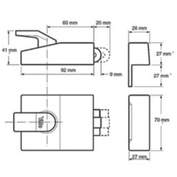 Yale 81  Roller Bolt Nightlatch Dark Metal Grey / Satin Chrome 60mm Backset