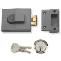 Yale 81  Roller Bolt Nightlatch Dark Metal Grey / Satin Chrome 60mm Backset