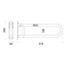 Swirl Adapt+ Household Folding Grab Rail Polished Chrome 618mm x 250mm x 32mm