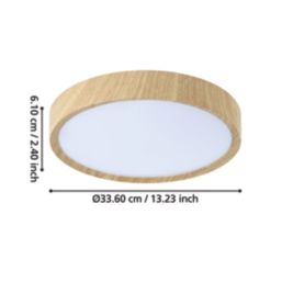 Eglo Musurita LED Ceiling Light Natural Wood Effect 14.6W 1600lm