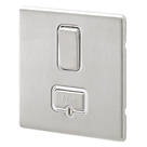 MK Aspect 13A Switched Fused Spur  Brushed Stainless Steel with White Inserts