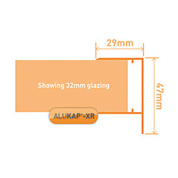 ALUKAP-XR Silver 32mm F-Section Glazing Bar 4000mm x 30mm