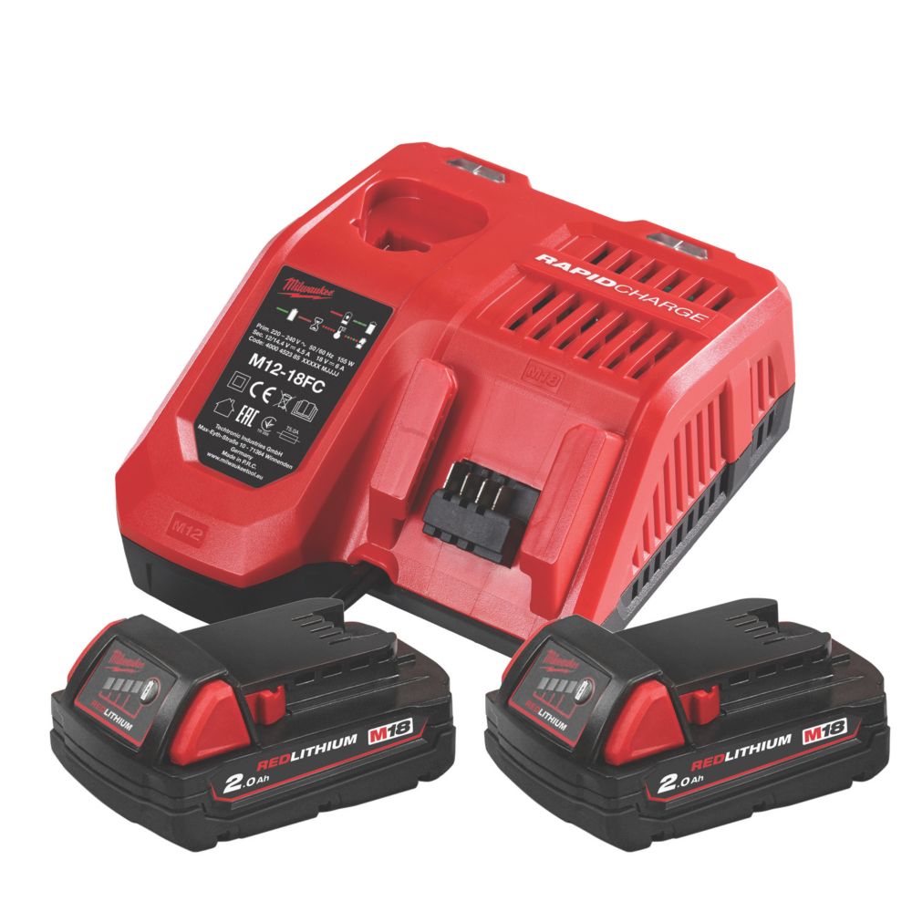 Milwaukee M18FSGC 202X FUEL 18V 2 x 2.0Ah Li Ion RedLithium Brushless Cordless Drywall Screwdriver with Attachment Screwfix