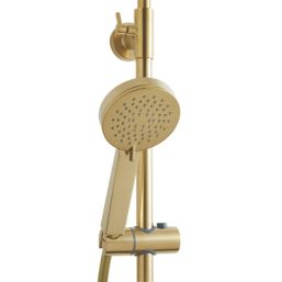 Highlife Bathrooms Spey Rear-Fed Exposed Brushed Brass Thermostatic Shower