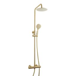 Highlife Bathrooms Spey Rear-Fed Exposed Brushed Brass Thermostatic Shower