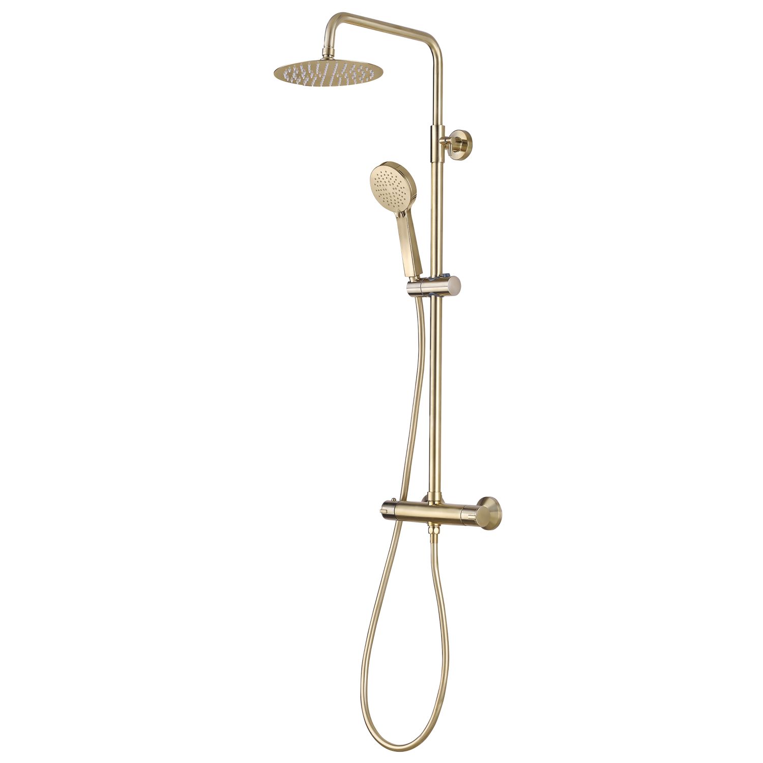 Highlife Bathrooms Spey Rear-Fed Exposed Brushed Brass Thermostatic Shower (888HL)