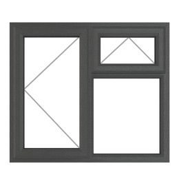 Crystal  Left-Hand & Top Opening Clear Triple-Glazed Casement Anthracite on White uPVC Window 1190mm x 1190mm