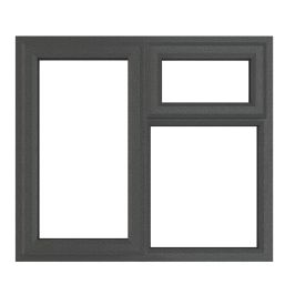 Crystal  Left-Hand & Top Opening Clear Triple-Glazed Casement Anthracite on White uPVC Window 1190mm x 1190mm