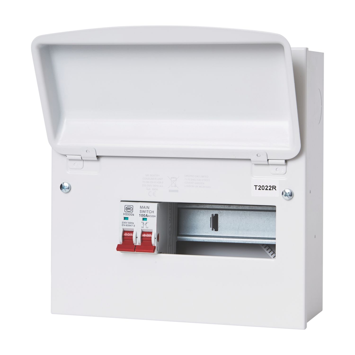 MK Sentry 8-Module 6-Way Part-Populated Main Switch Consumer Unit (888KP)