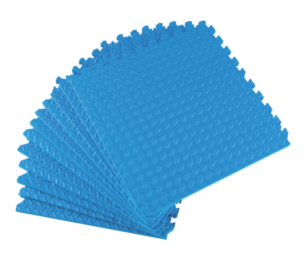 Essentials Interlocking Floor Tiles Blue 20mm 12 Pack Screwfix