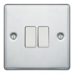 LAP  20A 16AX 2-Gang 2-Way Light Switch  Polished Chrome with White Inserts