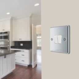 LAP  20A 16AX 2-Gang 2-Way Light Switch  Polished Chrome with White Inserts