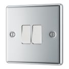 LAP  20A 16AX 2-Gang 2-Way Light Switch  Polished Chrome with White Inserts