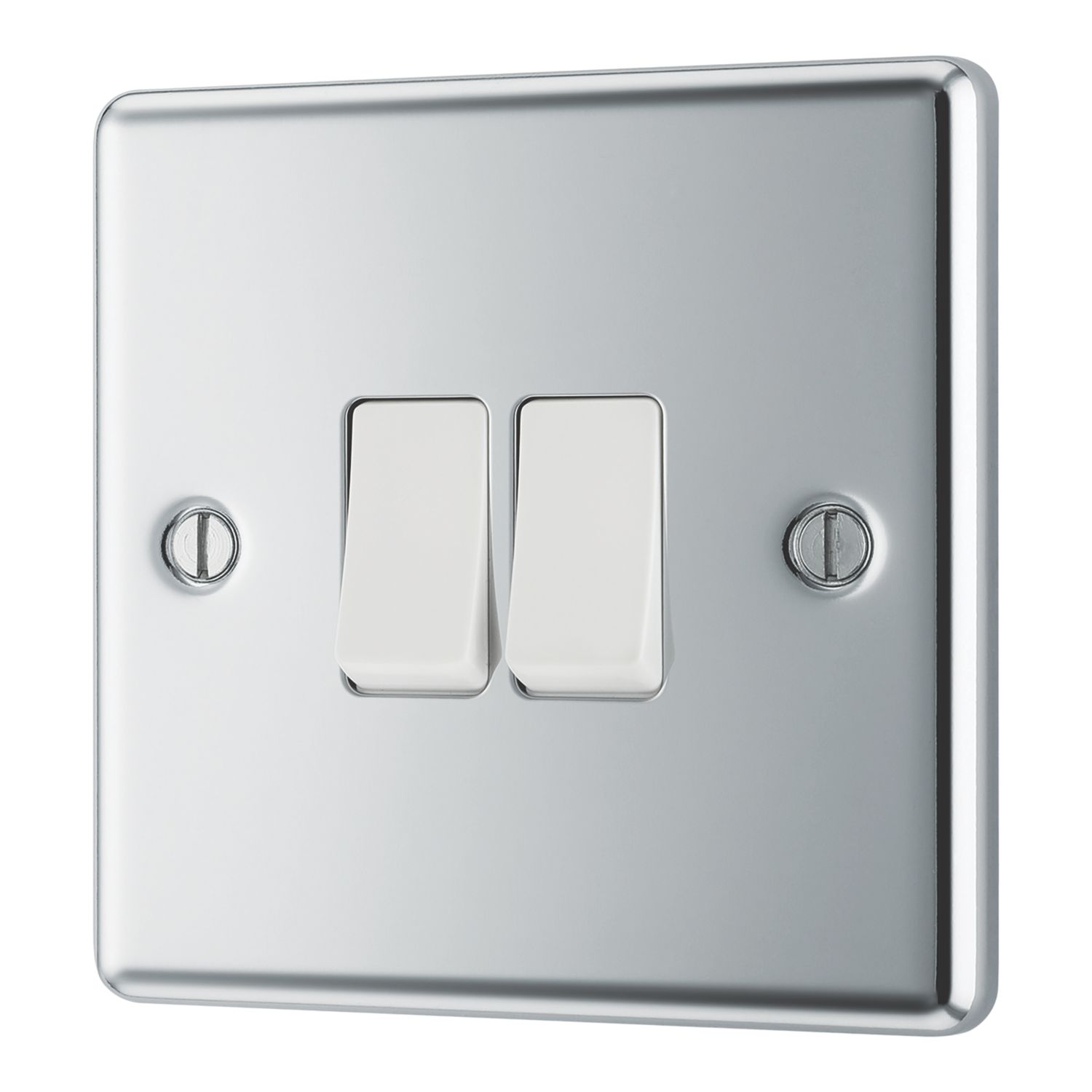 LAP 20A 16AX 2-Gang 2-Way Light Switch Polished Chrome with White Inserts (888PN)