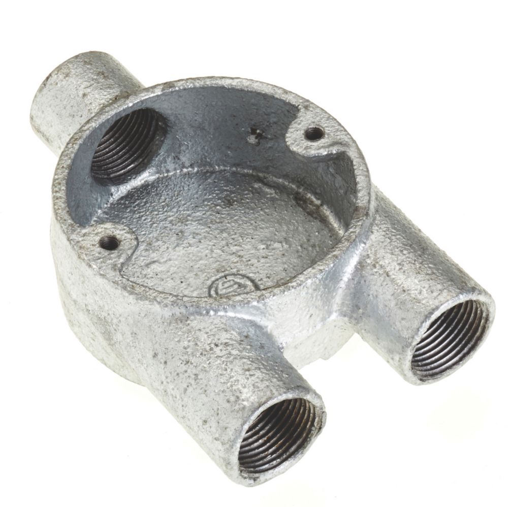 Deta 3 Way 20mm Y Conduit Box Galvanised | Metal Conduit | Screwfix.com