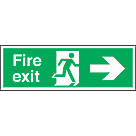 Non Photoluminescent "Fire Exit" Right Arrow Signs 150mm x 450mm 50 Pack