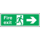 Essentials  Non Photoluminescent "Fire Exit" Right Arrow Signs 150mm x 450mm 50 Pack