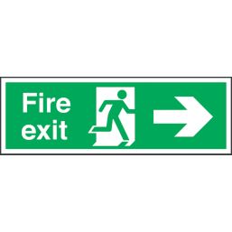 Essentials  Non Photoluminescent "Fire Exit" Right Arrow Signs 150mm x 450mm 50 Pack