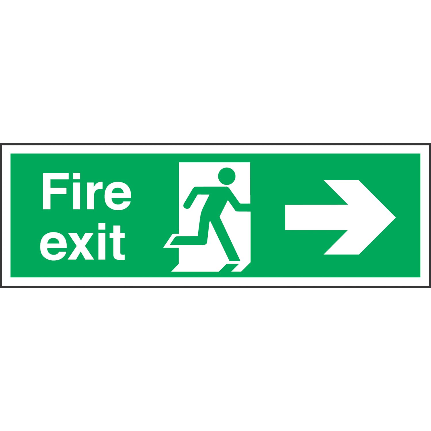 Essentials Non Photoluminescent "Fire Exit" Right Arrow Signs 150mm x 450mm 50 Pack (88958)