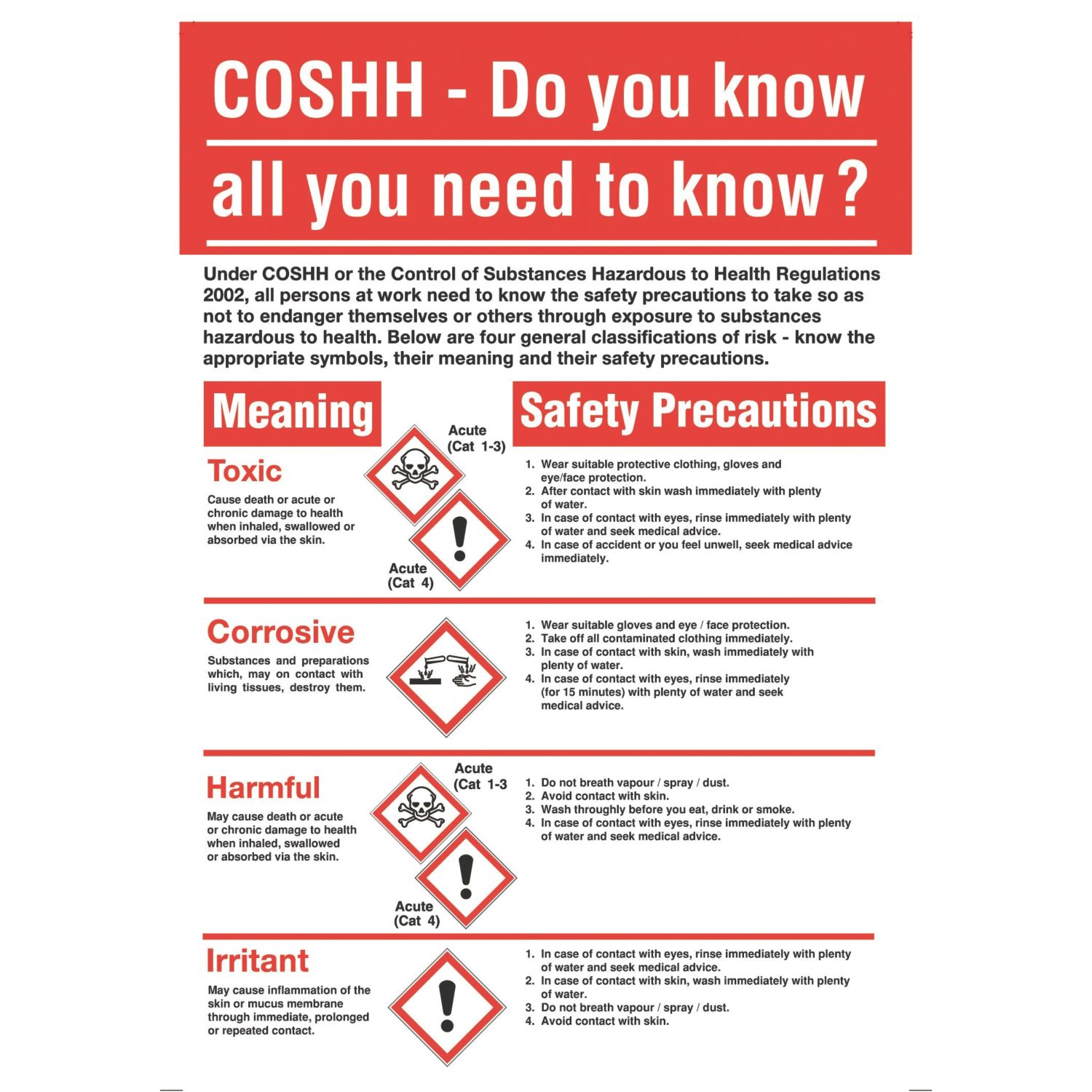 COSHH Safety Poster 600mm x 420mm (8895H)