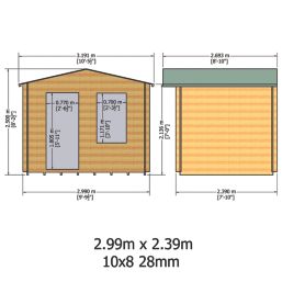 Shire Bucknells 10' x 8' (Nominal) Apex Timber Log Cabin