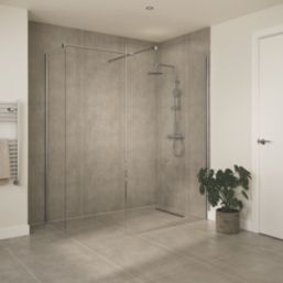 Palermo Showerwall Glass Polished Chrome 1950mm x 900mm x 8mm