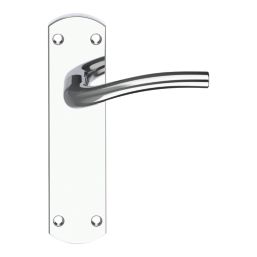 Cooke & Lewis Corfe Fire Rated Latch Lever on Backplate Handles Pair Polished Chrome 3 Pack