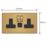 Varilight  13A 2-Gang SP Switched Socket + 3A 45W 2-Outlet Type C USB Charger Brushed Brass with Black Inserts