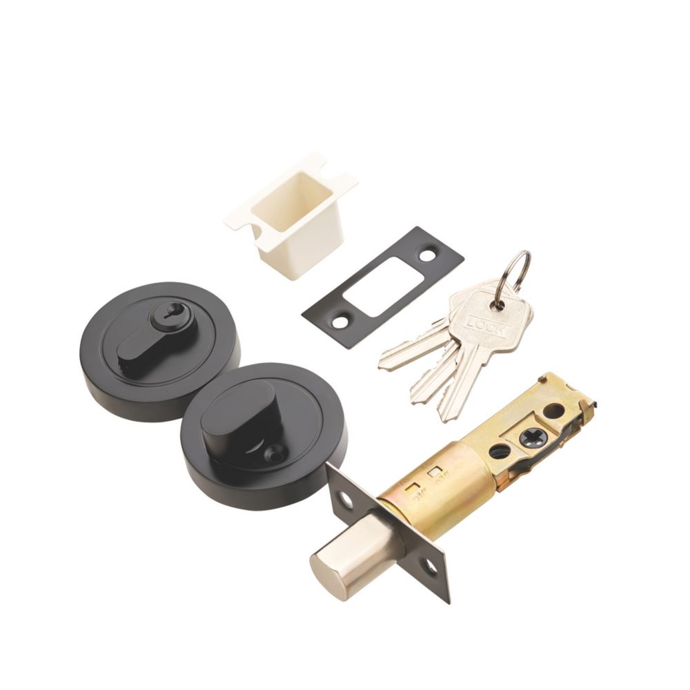 Security Solutions 1 Lever Matt Black Euro Locking Deadbolt Thumbturn