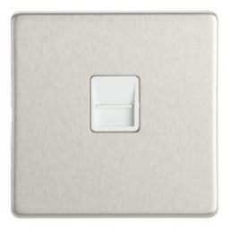 Contactum Lyric 1-Gang Slave Telephone Socket Brushed Steel with White Inserts