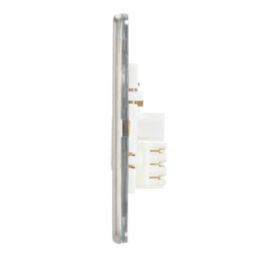 Contactum Lyric 1-Gang Slave Telephone Socket Brushed Steel with White Inserts