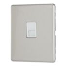 Contactum Lyric 1-Gang Slave Telephone Socket Brushed Steel with White Inserts